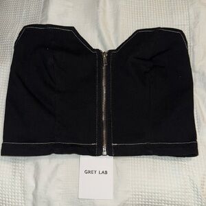 Grey Lab Strapless Top- Black, Size Small